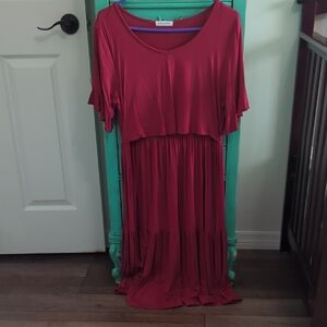 Elegant Red Nursing/Maternity Dress